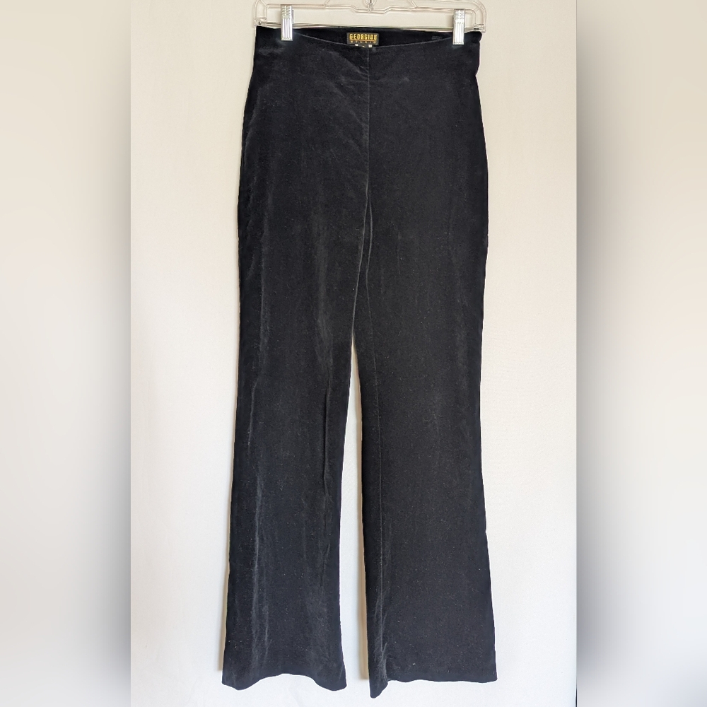 Georgiou 2 Velvet Straight Flaired Pants Elegant Event Side Zipper